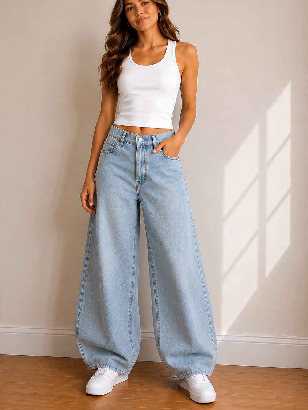 Obey Light Blue Wide-Leg High-Rise Jeans